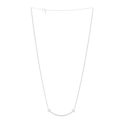 Tiffany 18K White Gold Diamond Medium Smile Pendant Necklace 3 of 5
