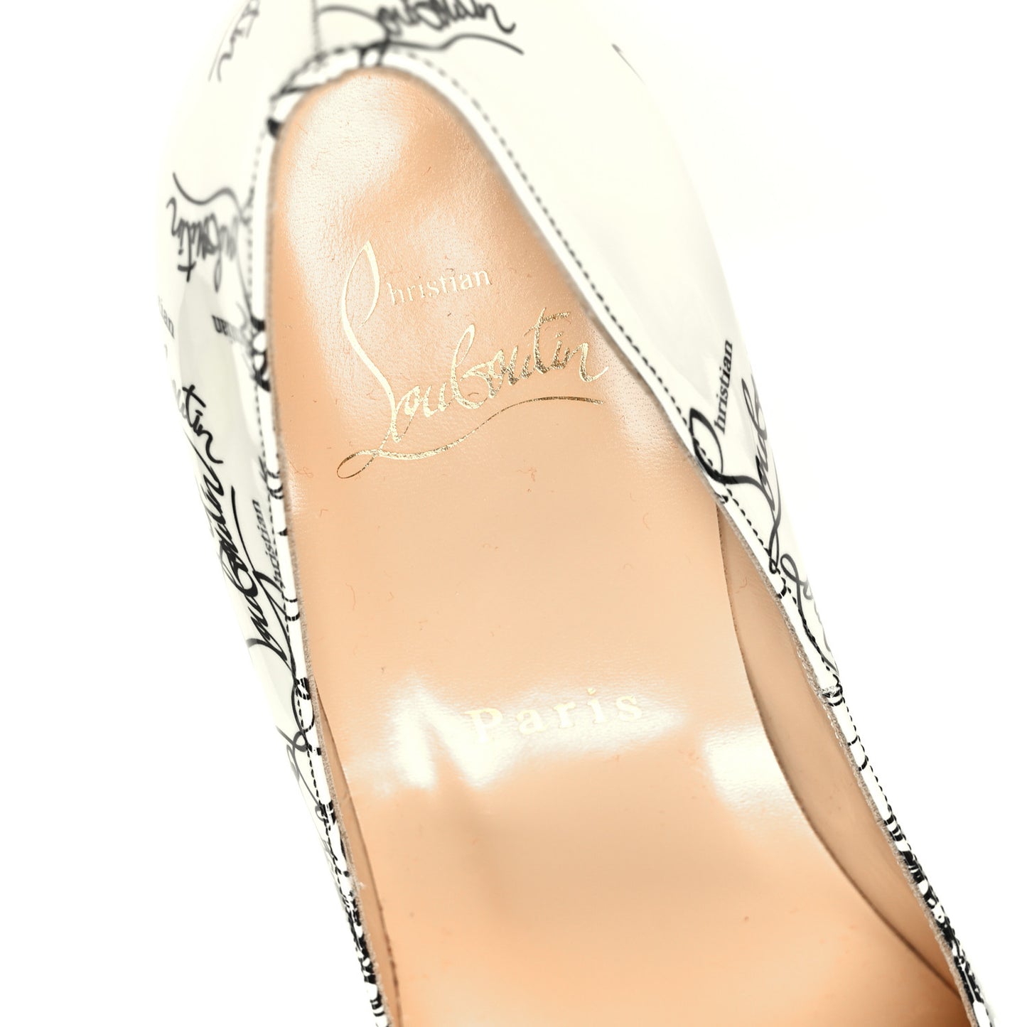 Patent New Very Prive Degraloubi Printed 120 Pumps 37 Black Snow