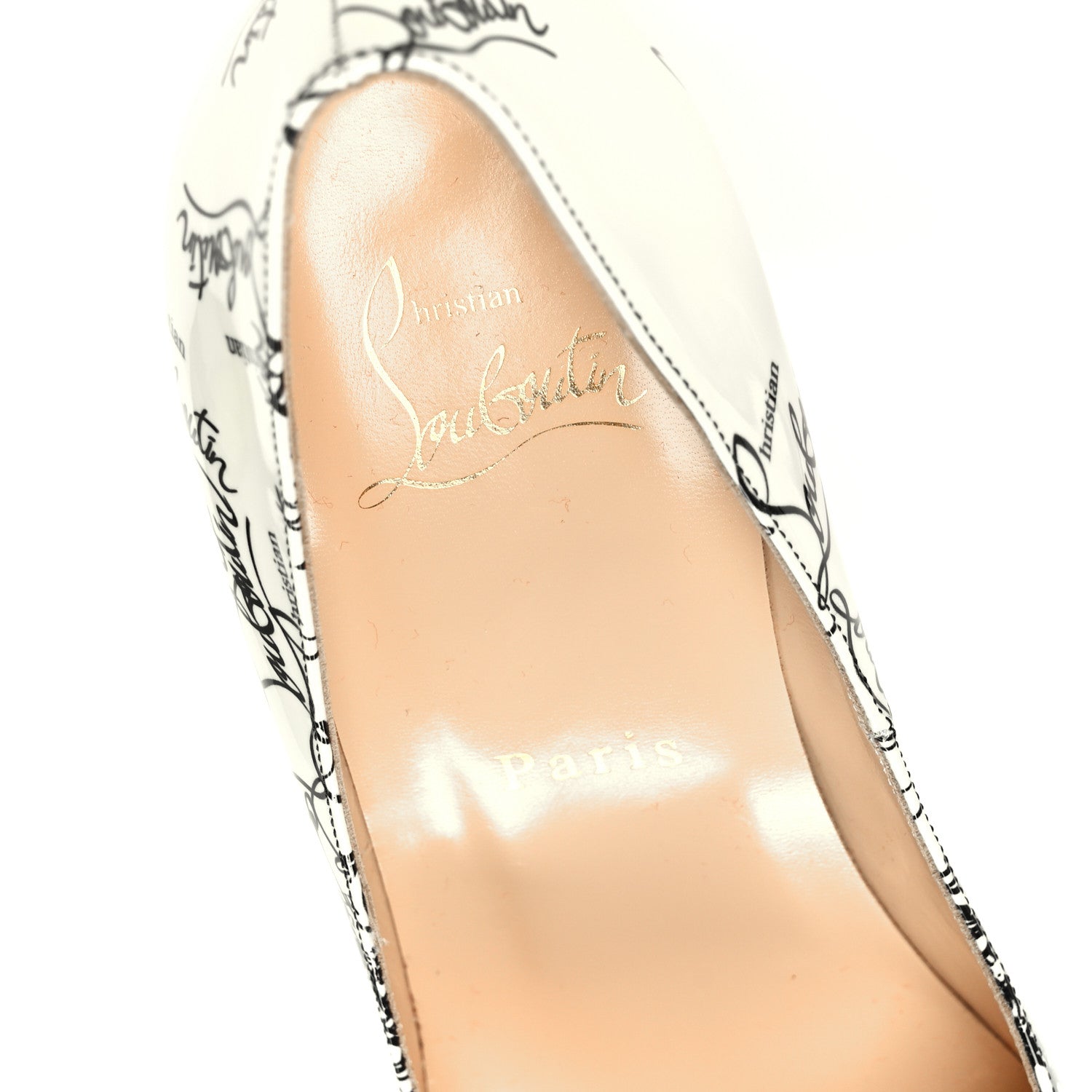 Christian Louboutin Patent New Very Prive Degraloubi Printed 120 Pumps 37 Black Snow 7 of 9