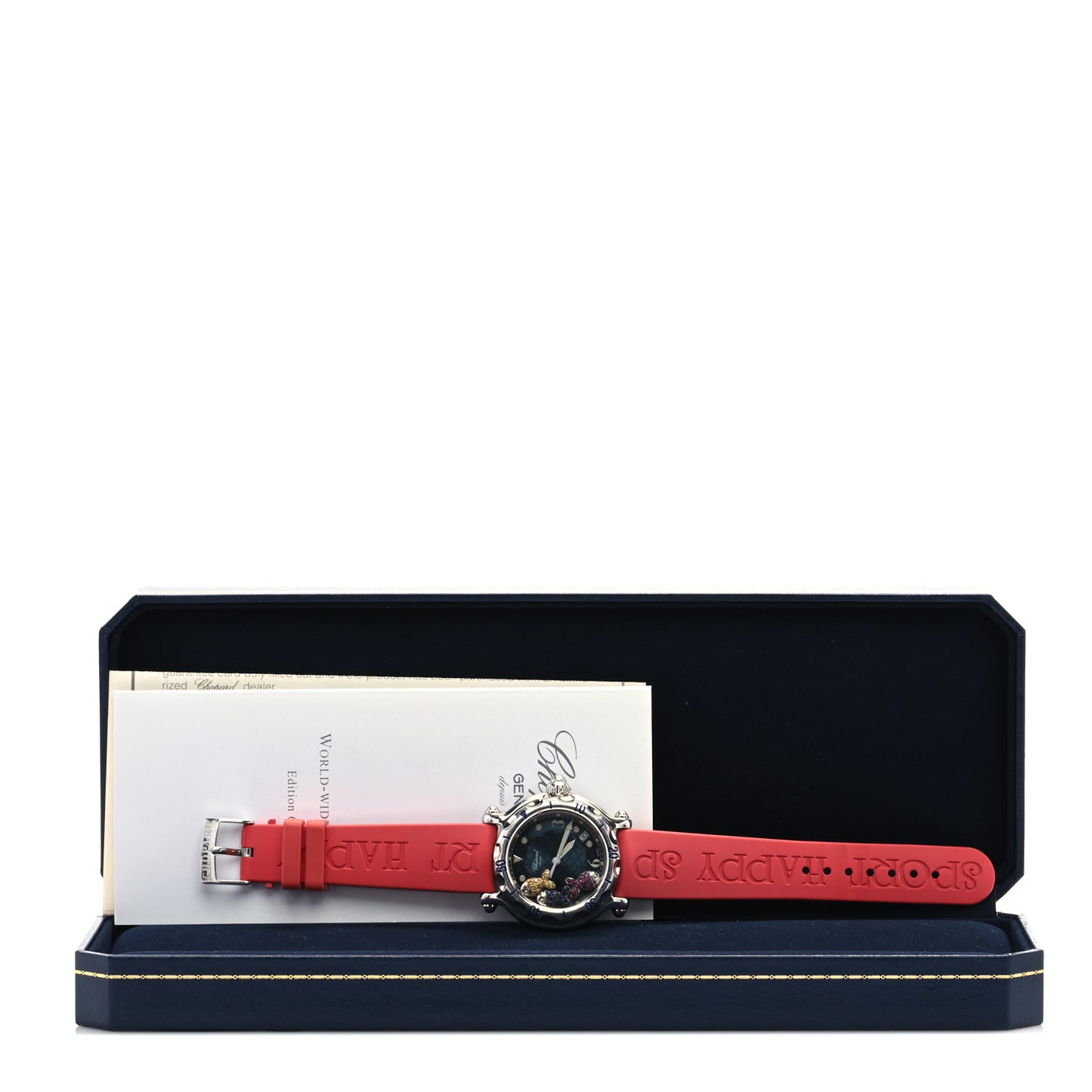 Stainless Steel Rubber Ruby Yellow Blue Sapphire 38mm Happy Sport Fish Quartz Watch Red
