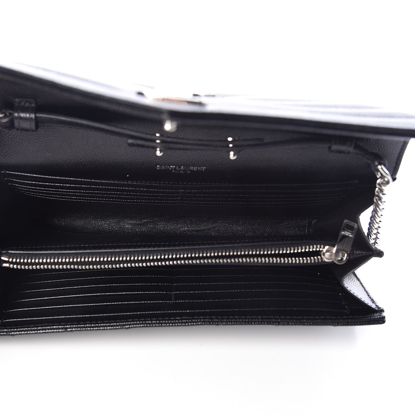Grain De Poudre Matelasse Chevron Monogram Chain Wallet Black