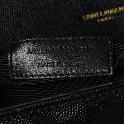 Saint Laurent Grain De Poudre Matelasse Chevron Large Monogram Satchel Black 7 of 8