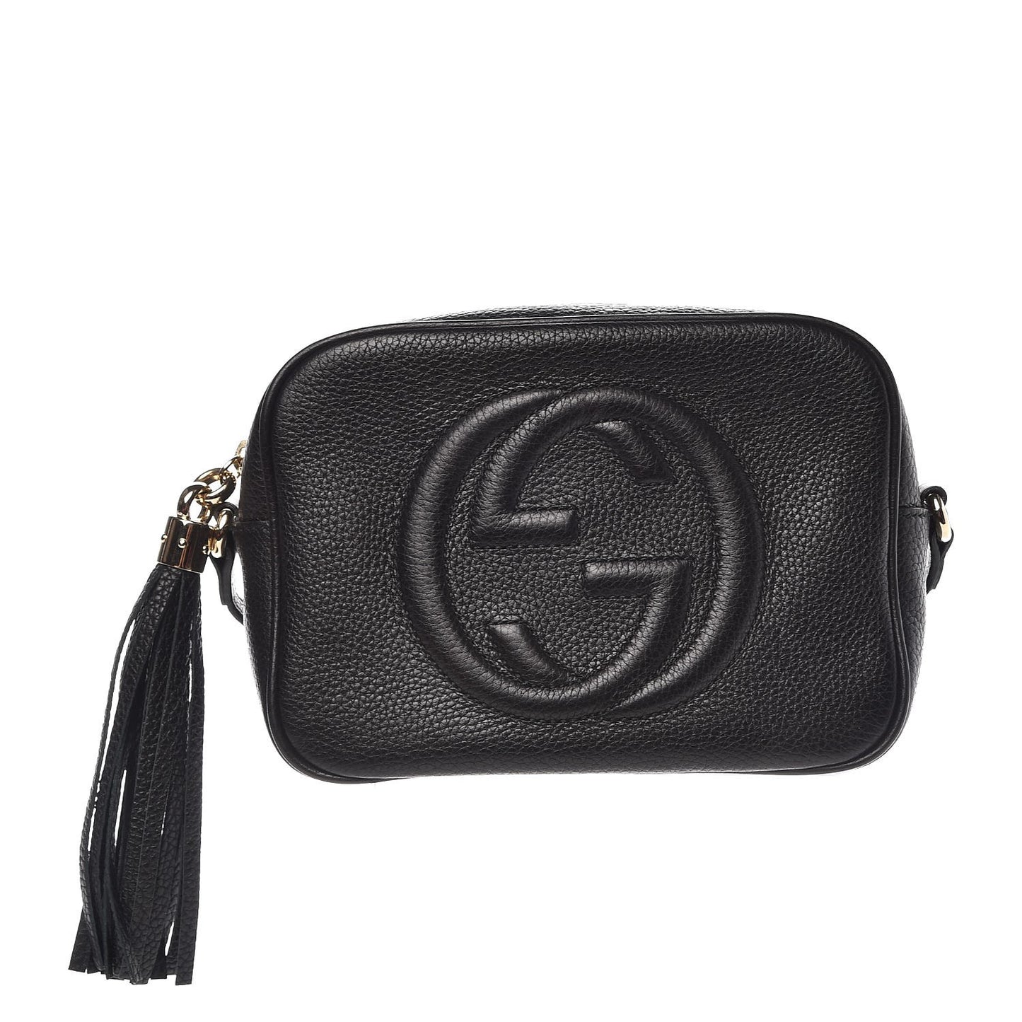 Pebbled Calfskin Small Soho Disco Bag Black