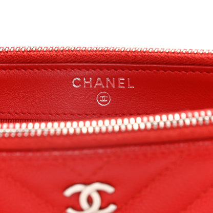Chanel Caviar Chevron Quilted Small Clutch With Chain Light Red 6 of 17