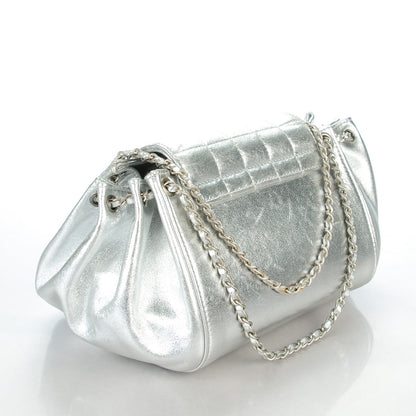 Chanel Metallic Lambskin Small Chocolate Bar Accordion Mademoiselle Flap Silver 3 of 9
