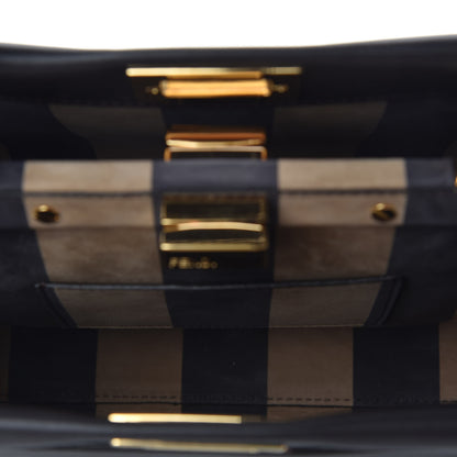 Fendi Vitello Seta Nabuk Pequin Mini Peekaboo Iconic Satchel Ebano Tobacco Moro 4 of 11