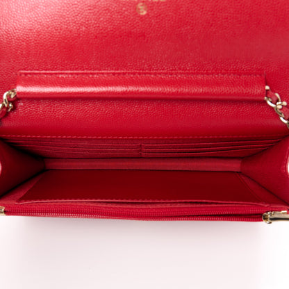 Chanel Caviar Quilted Wallet on Chain WOC Red 5 of 12