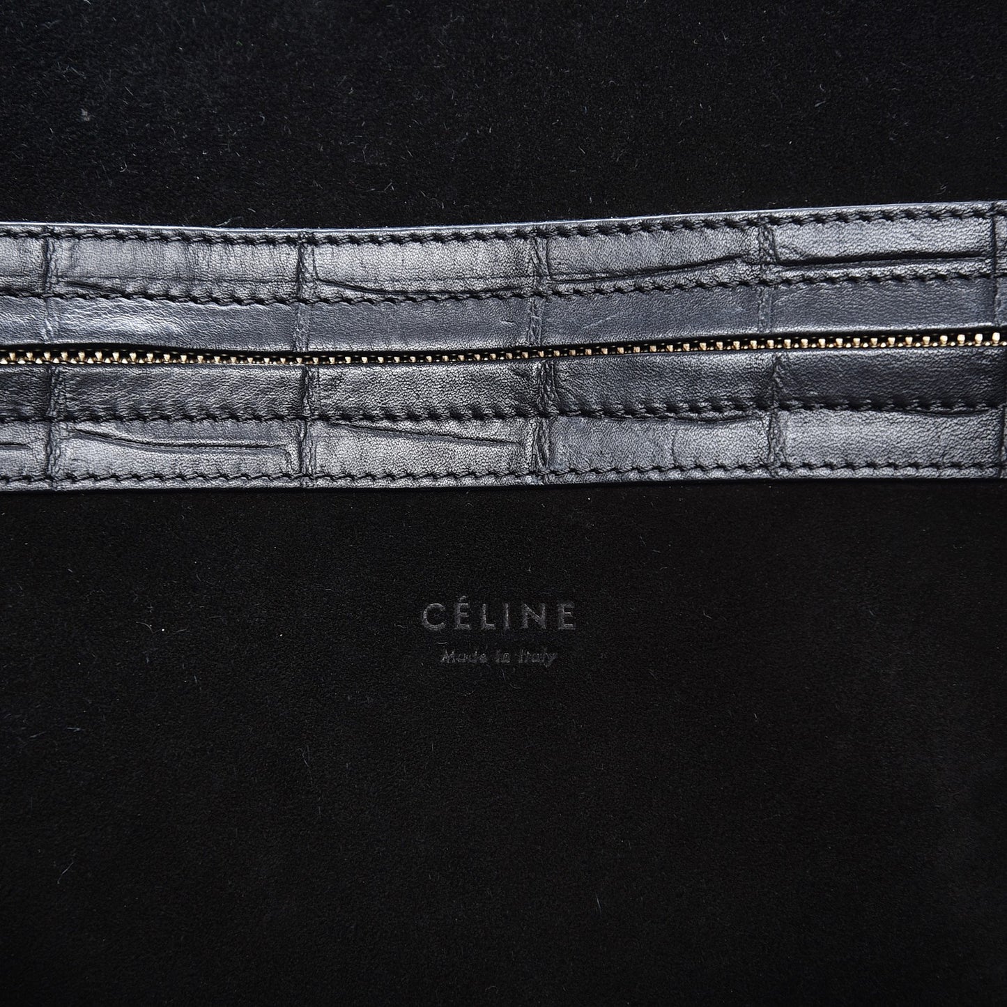 Crocodile Embossed Calfskin Large Phantom Luggage Black