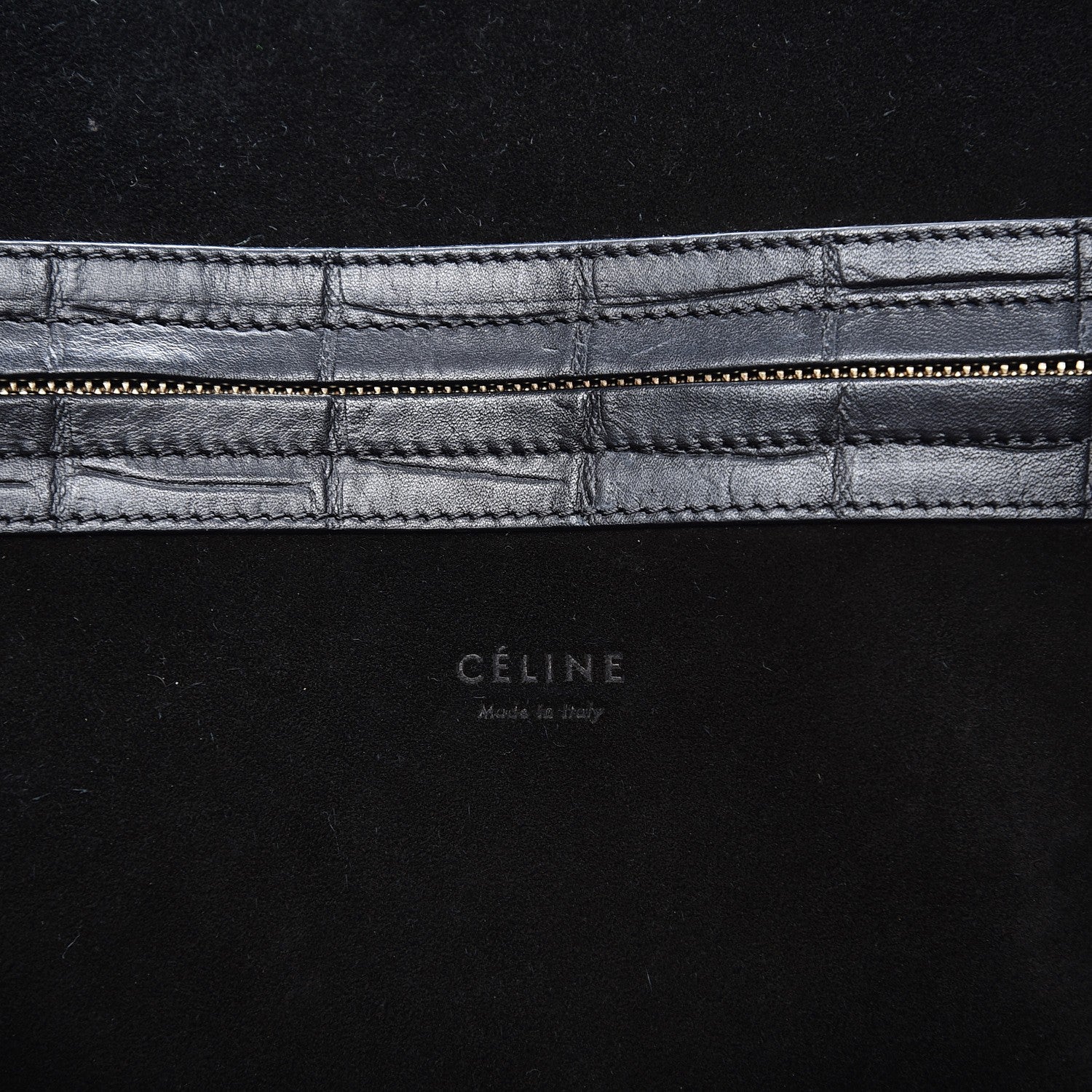 Celine Crocodile Embossed Calfskin Large Phantom Luggage Black 6 of 9