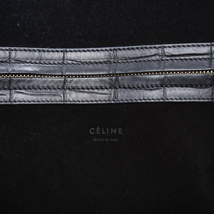 Celine Crocodile Embossed Calfskin Large Phantom Luggage Black 6 of 9