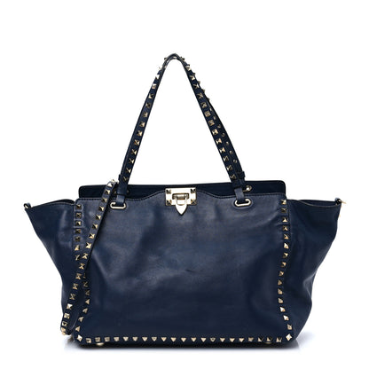 Valentino Garavani Vitello Medium Rockstud Tote Marine 1 of 10