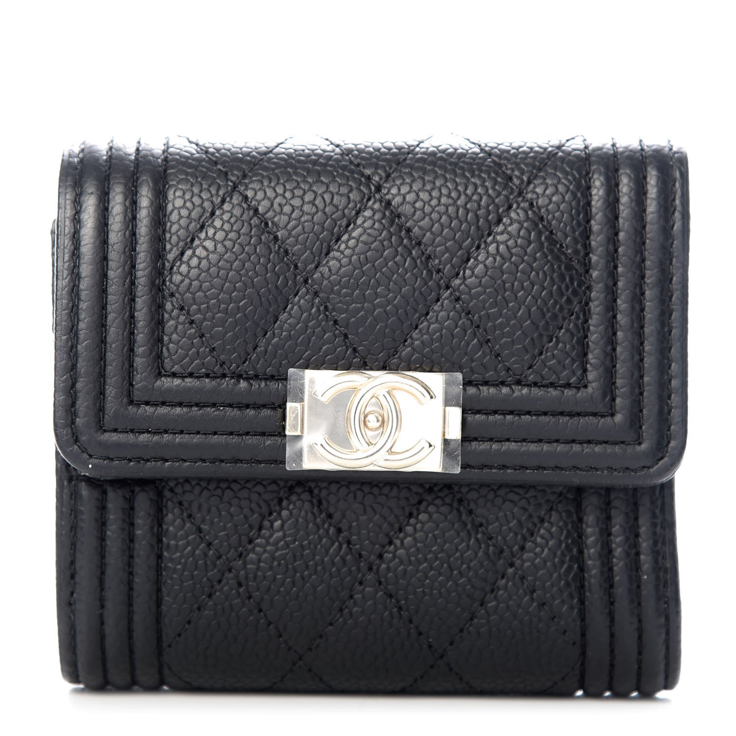 Chanel Caviar Quilted Compact Boy Wallet Black 1 of 8