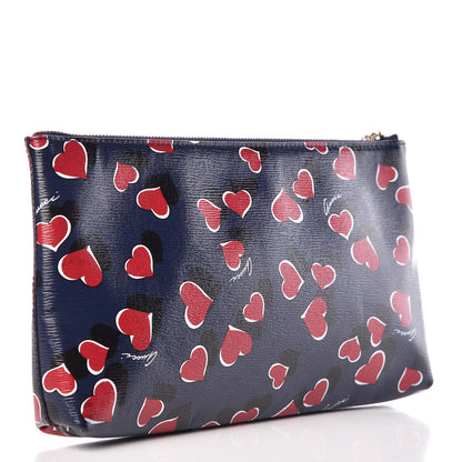 Gucci Calfskin Heartbeat Print Large Pouch Blue 3 of 7