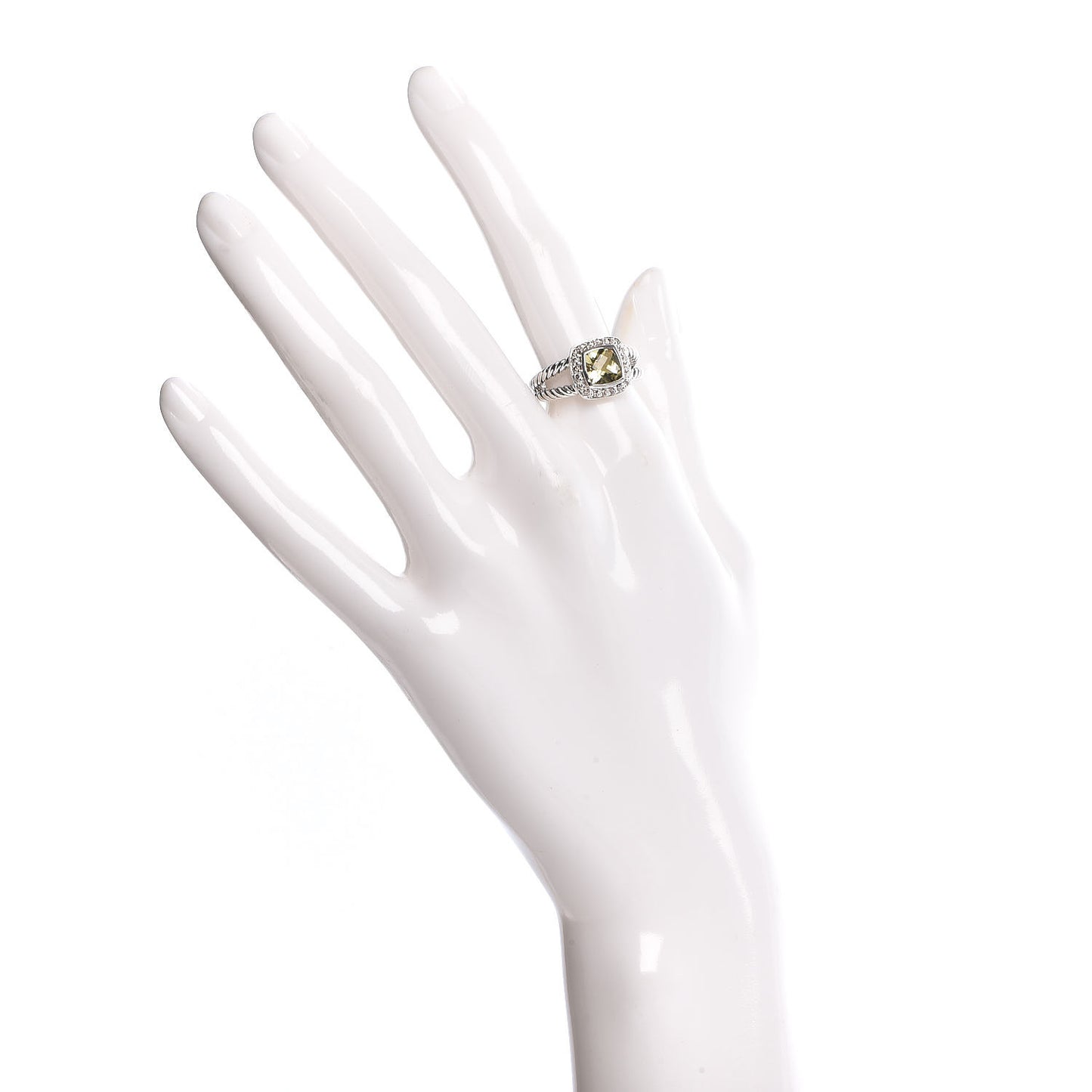 Sterling Silver Diamond Lemon Quartz 7mm Petite Albion Ring 52 6