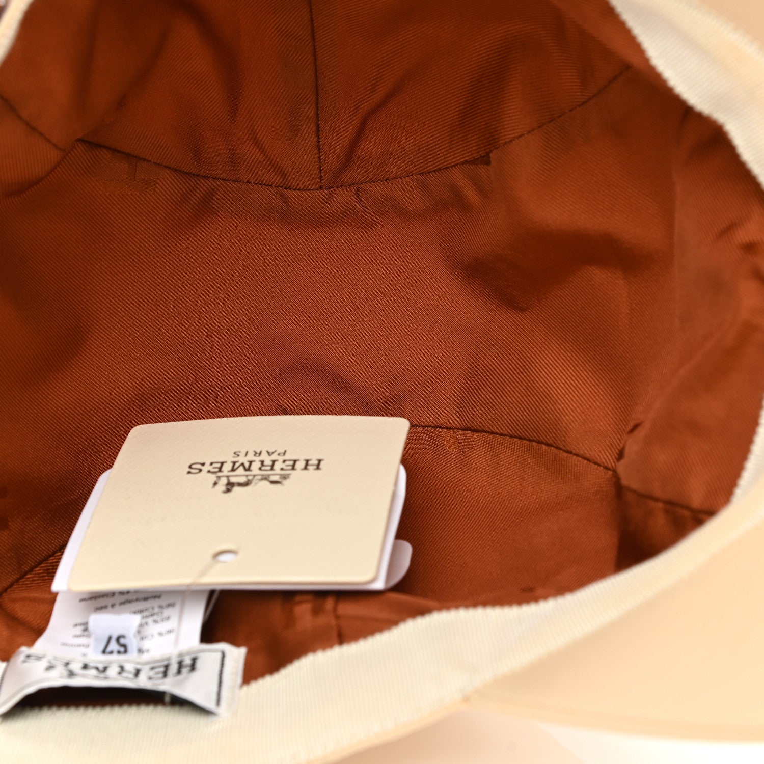 Hermes Cotton Davis H Primavera Cap 57 White Creme 7 of 9