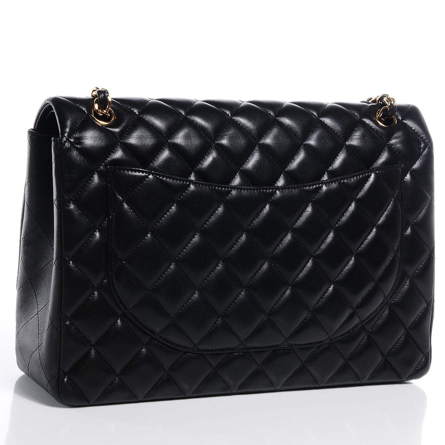 Lambskin Quilted Maxi Double Flap Black