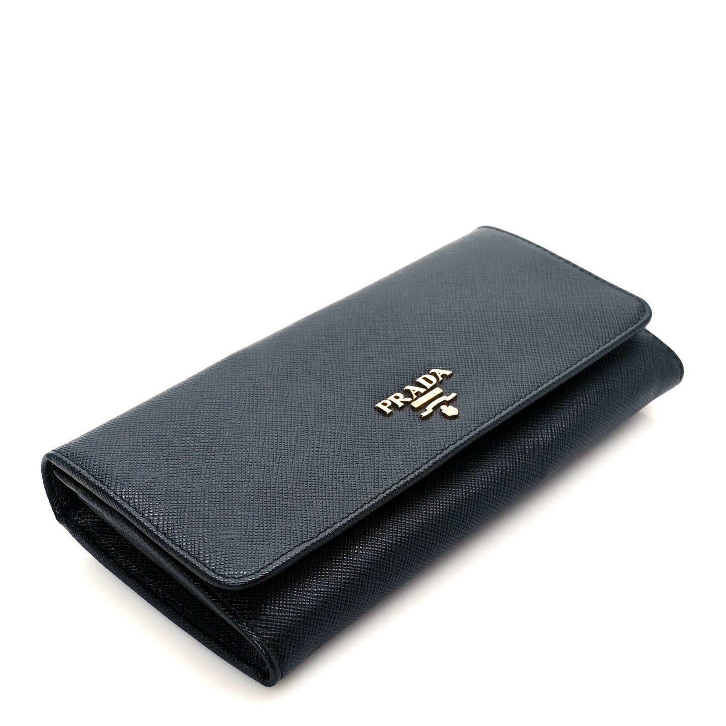 Saffiano Metal Continental Flap Wallet Black