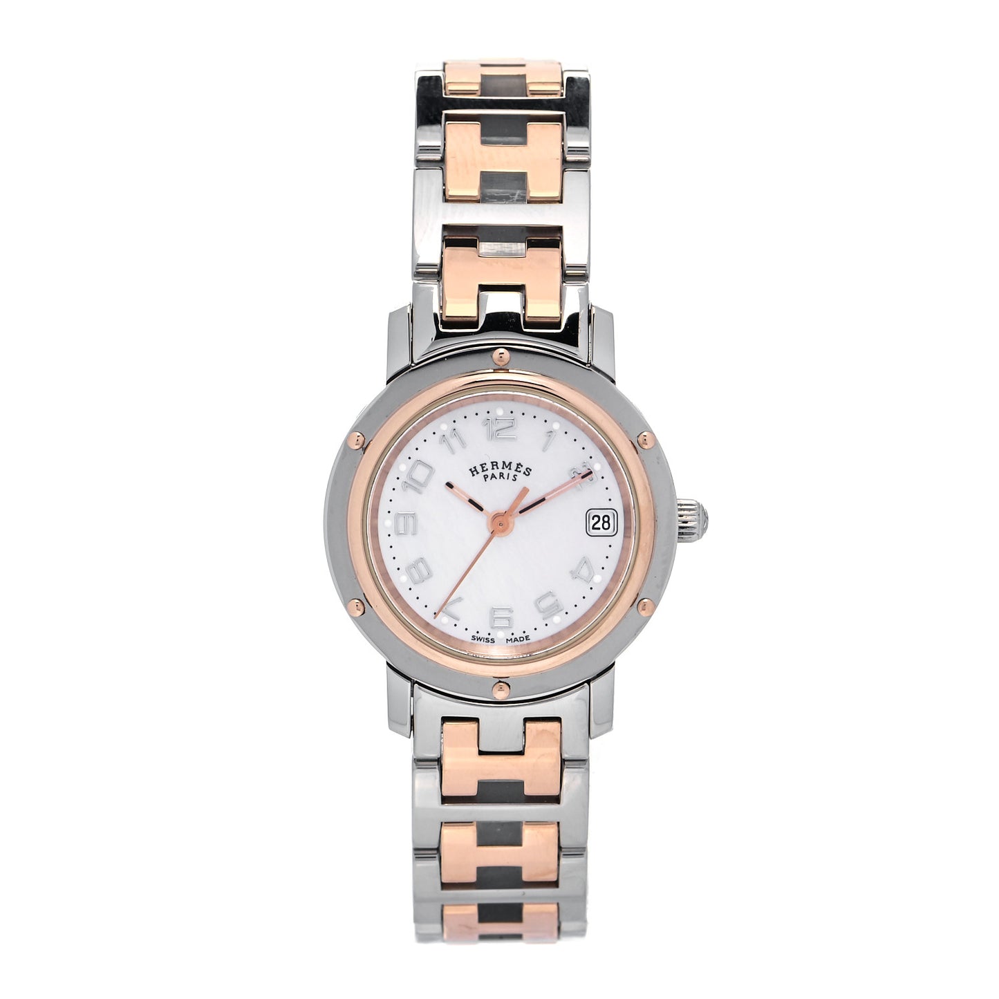 Stainless Steel Mother of Pearl 24mm Clipper Quartz Watch Rose Gold