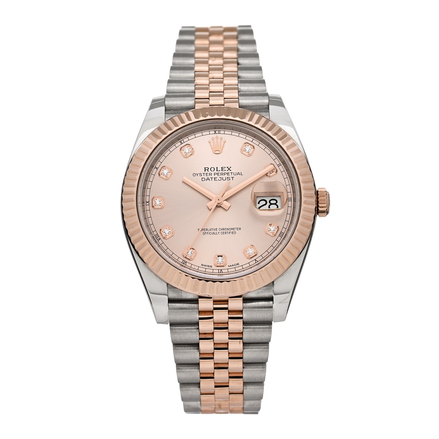 Rolex Stainless Steel 18K Everose Gold Diamond 41mm Oyster Perpetual Datejust Watch Sundust 126331 1 of 5