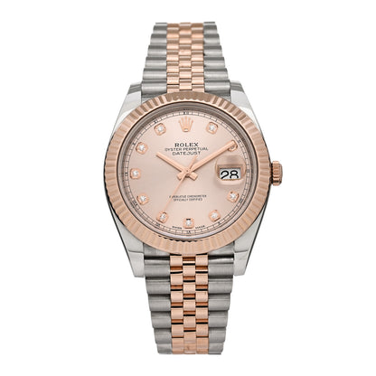 Rolex Stainless Steel 18K Everose Gold Diamond 41mm Oyster Perpetual Datejust Watch Sundust 126331 1 of 5