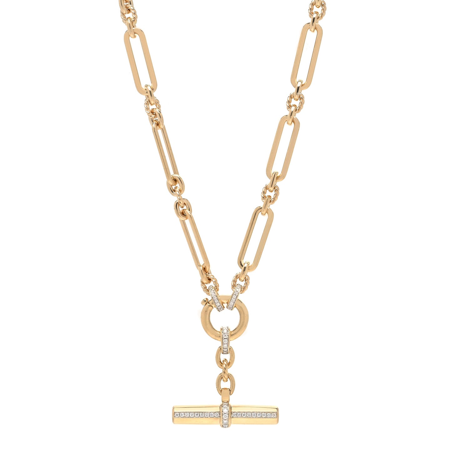 18K Yellow Gold Diamond Lexington Chain Toggle Necklace