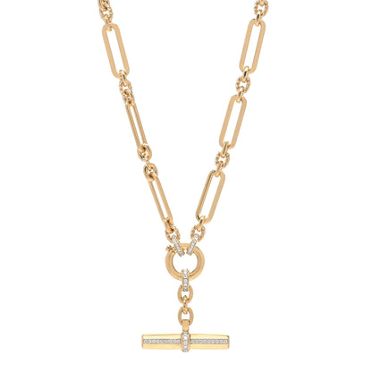 David Yurman 18K Yellow Gold Diamond Lexington Chain Toggle Necklace 1 of 7