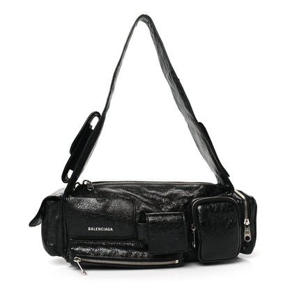 Balenciaga Agneau Arena Superbusy XS Sling Zip Shoulder Bag Black 1 of 11