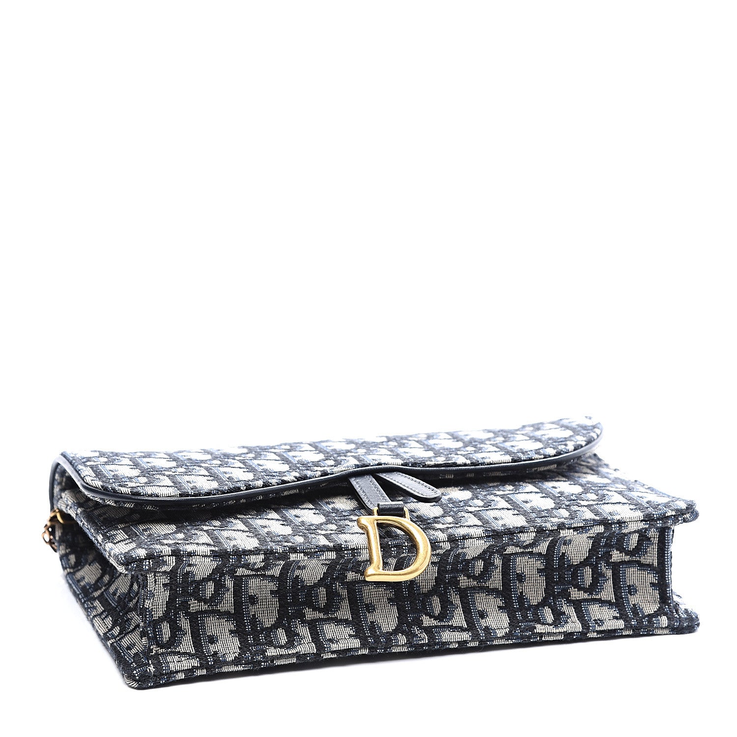 Christian Dior Oblique Saddle Chain Pouch Blue 3 of 9