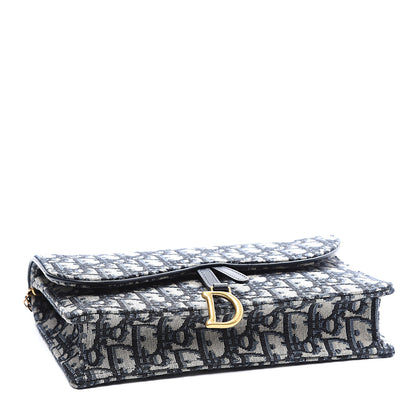 Christian Dior Oblique Saddle Chain Pouch Blue 3 of 9
