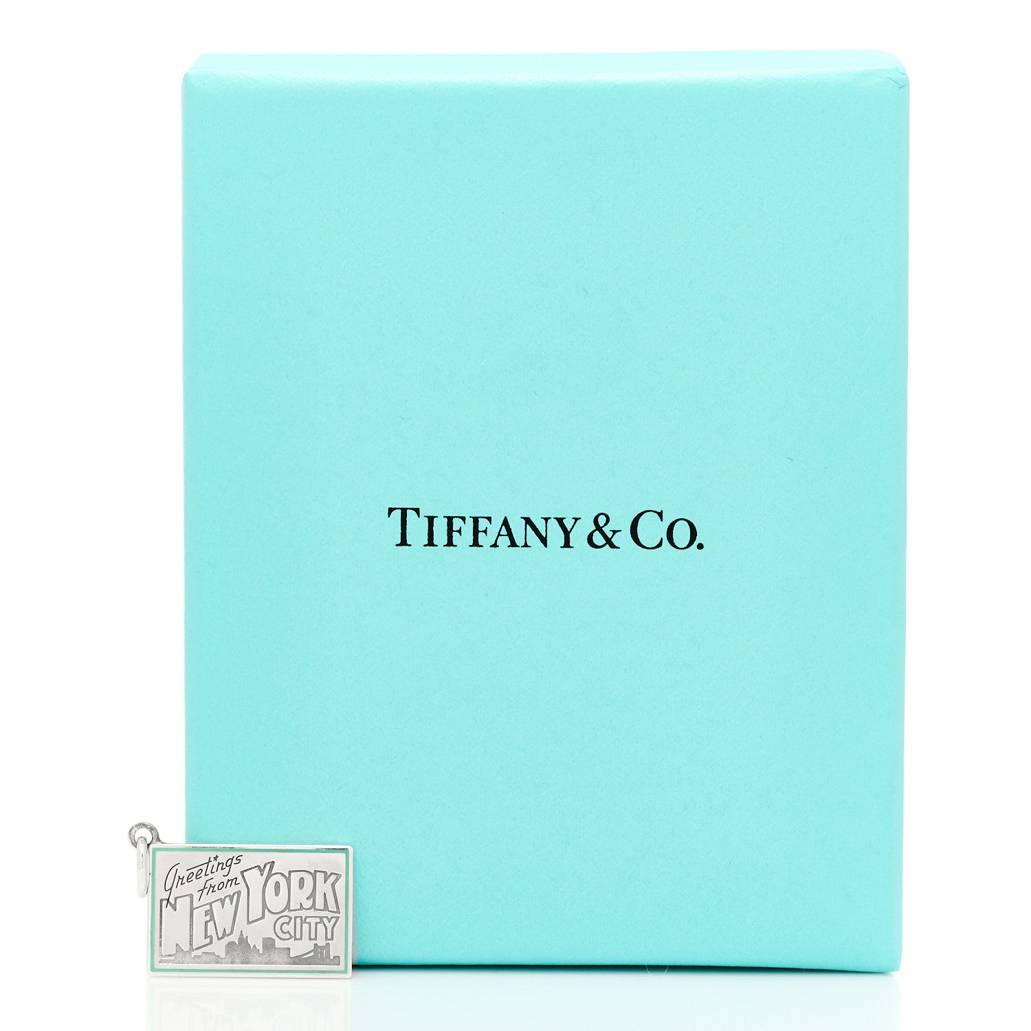 Tiffany Sterling Silver Enamel New York Postcard Charm Blue 5 of 5