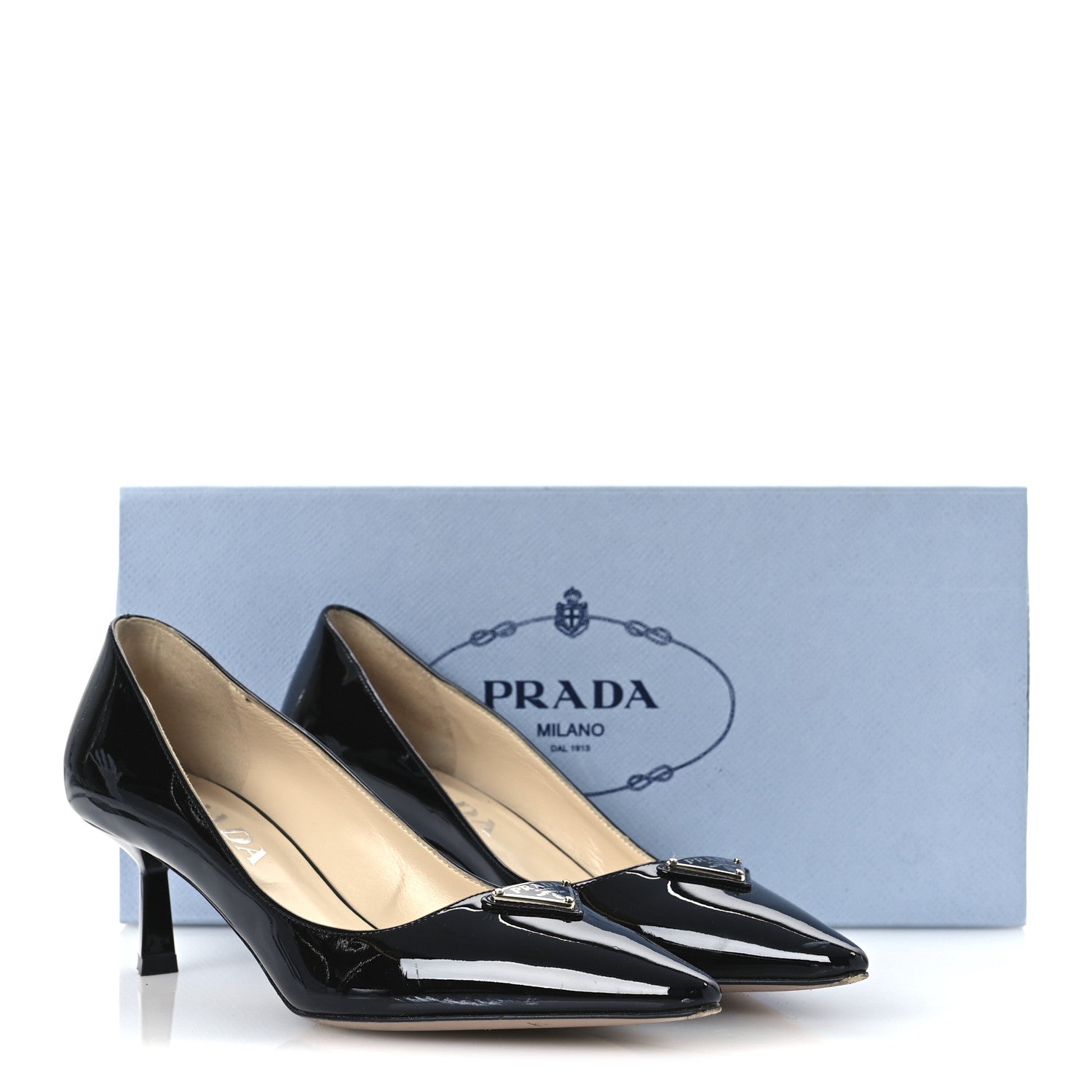 Prada Spazzolato Triangle Pointed Toe Pumps 35 Black 13 of 13
