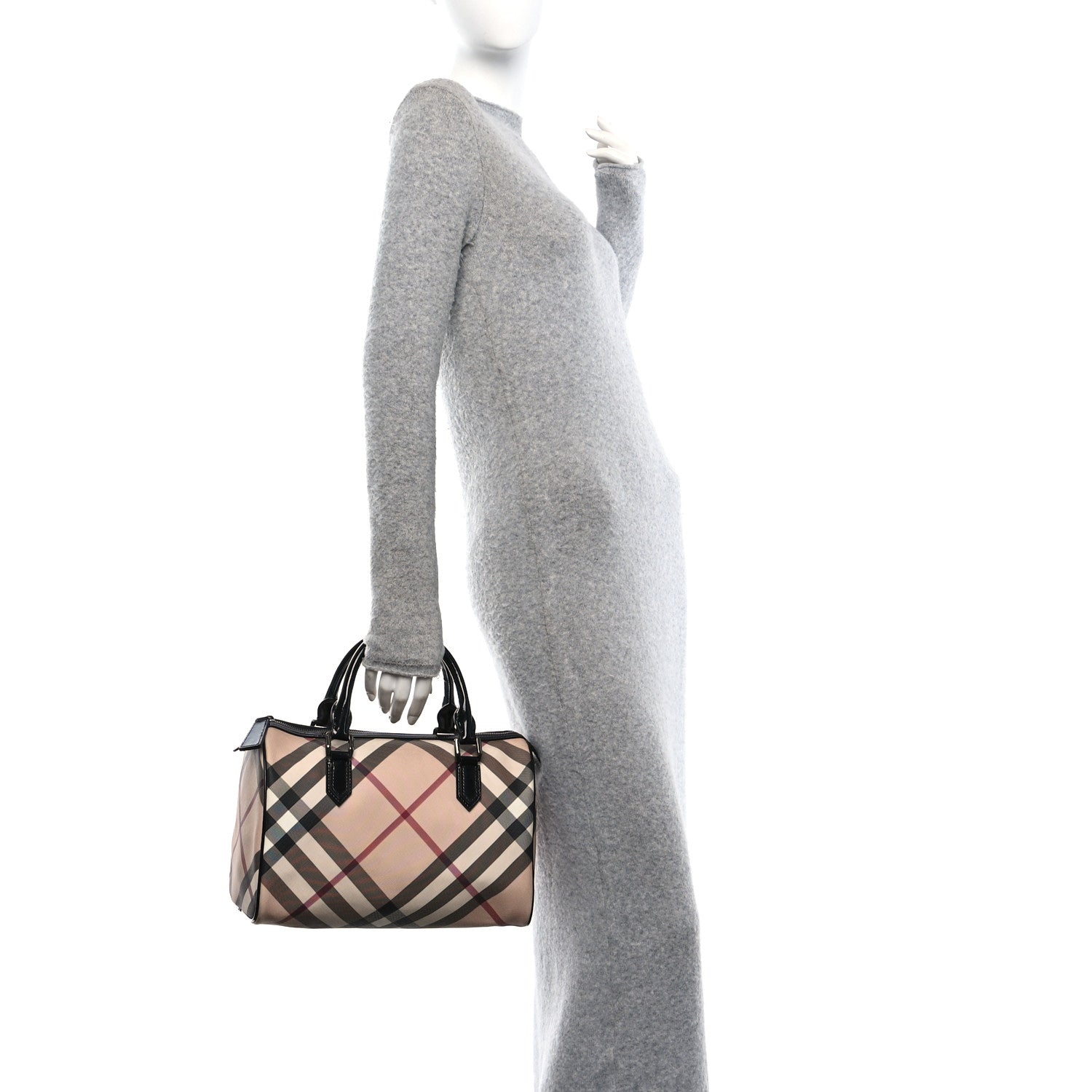 Burberry Nova Check Patent Small Chester Bowling Bag Black 2 of 15