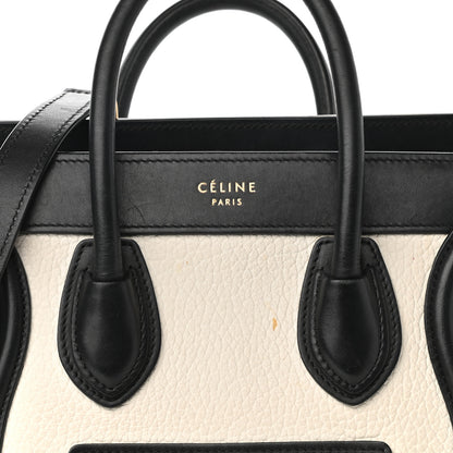 Celine Bullhide Calfskin Nubuck Bi-Color Nano Luggage Black White 7 of 14