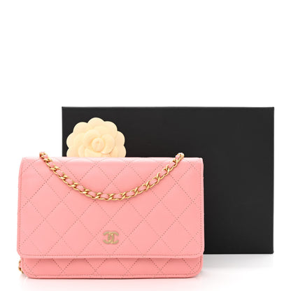 Chanel Lambskin Quilted Wallet On Chain WOC Pink 11 of 11