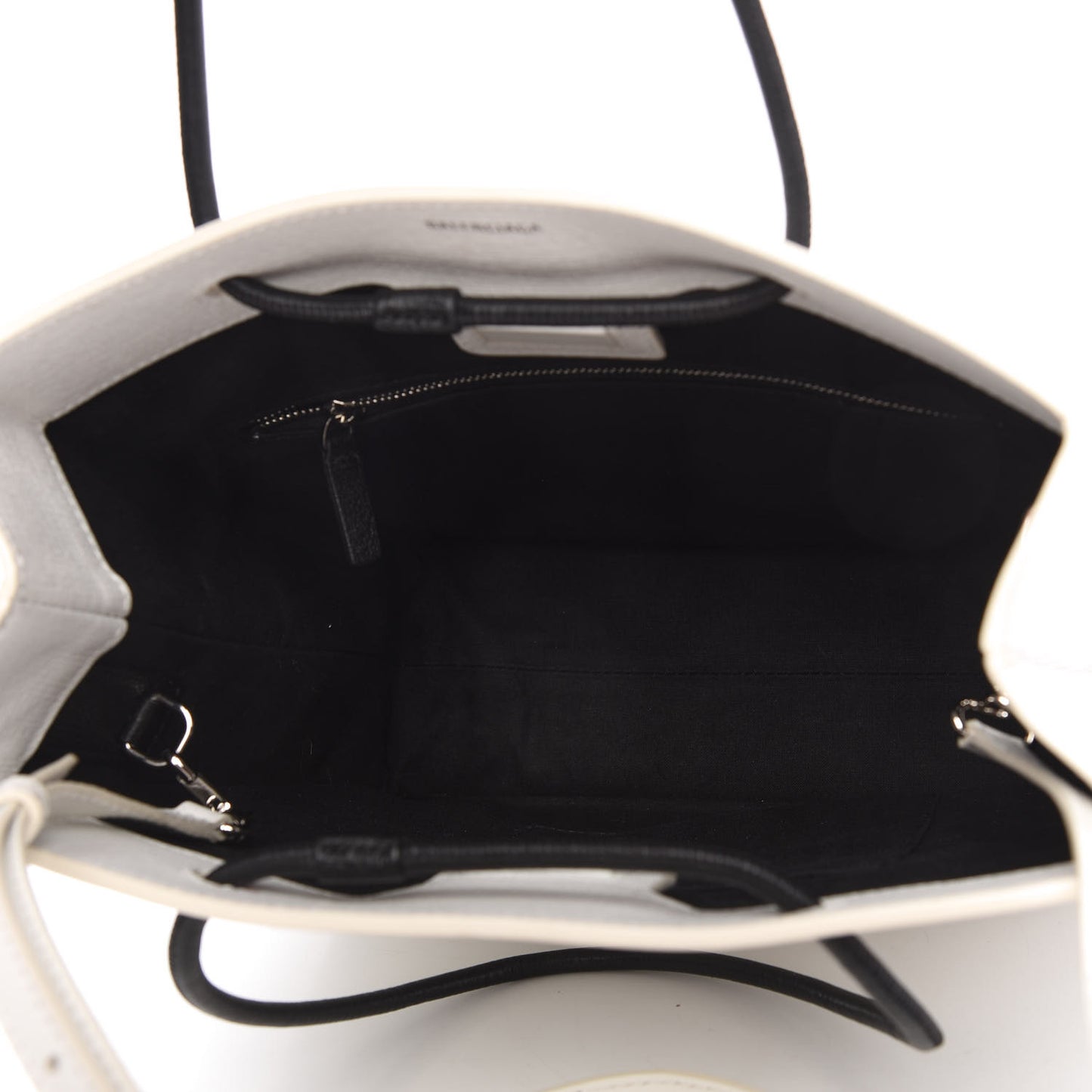 Calfskin Small Logo North South Shopping Tote White