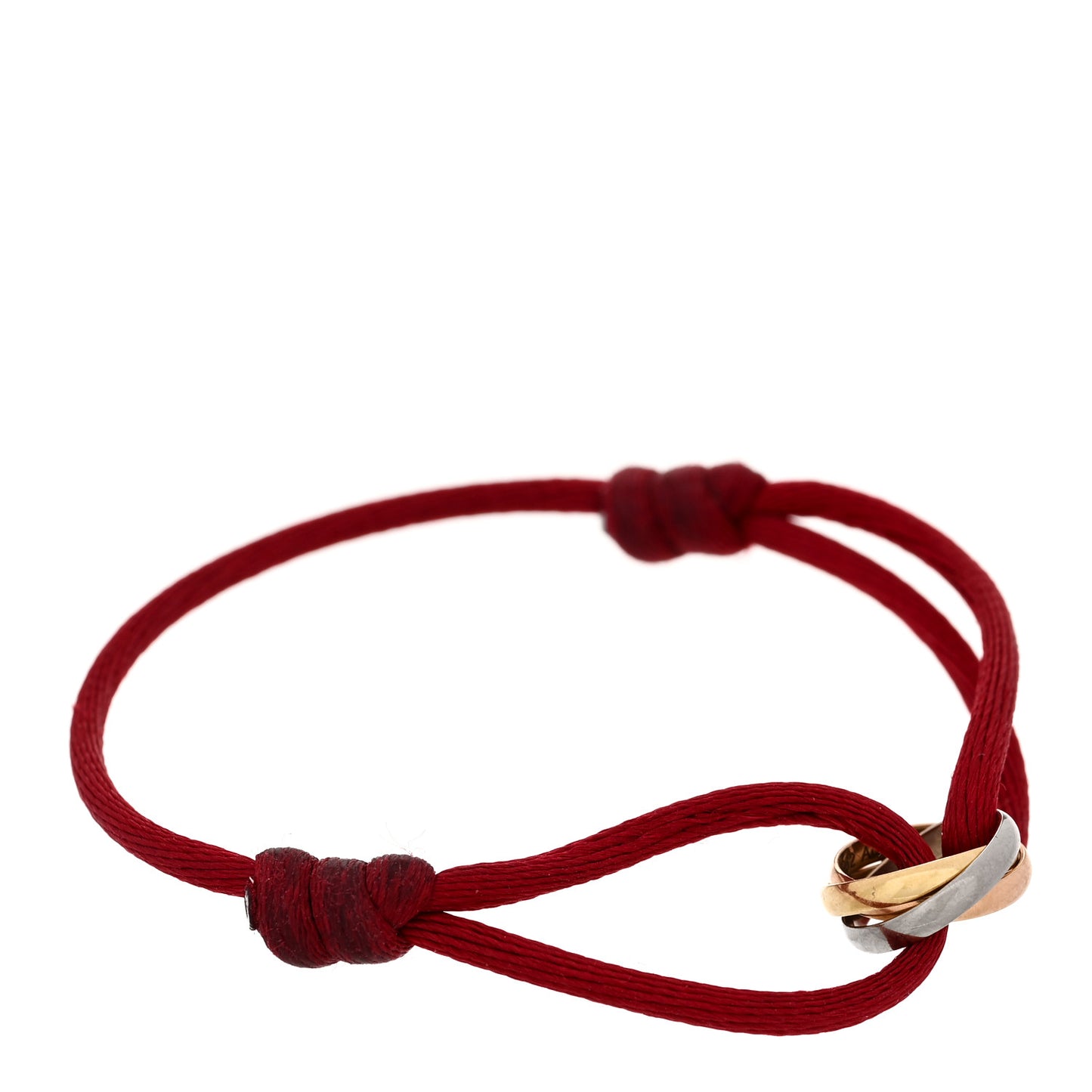 18K Pink Yellow White Gold Trinity Cord Bracelet Red