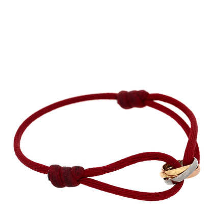 Cartier 18K Pink Yellow White Gold Trinity Cord Bracelet Red 1 of 4