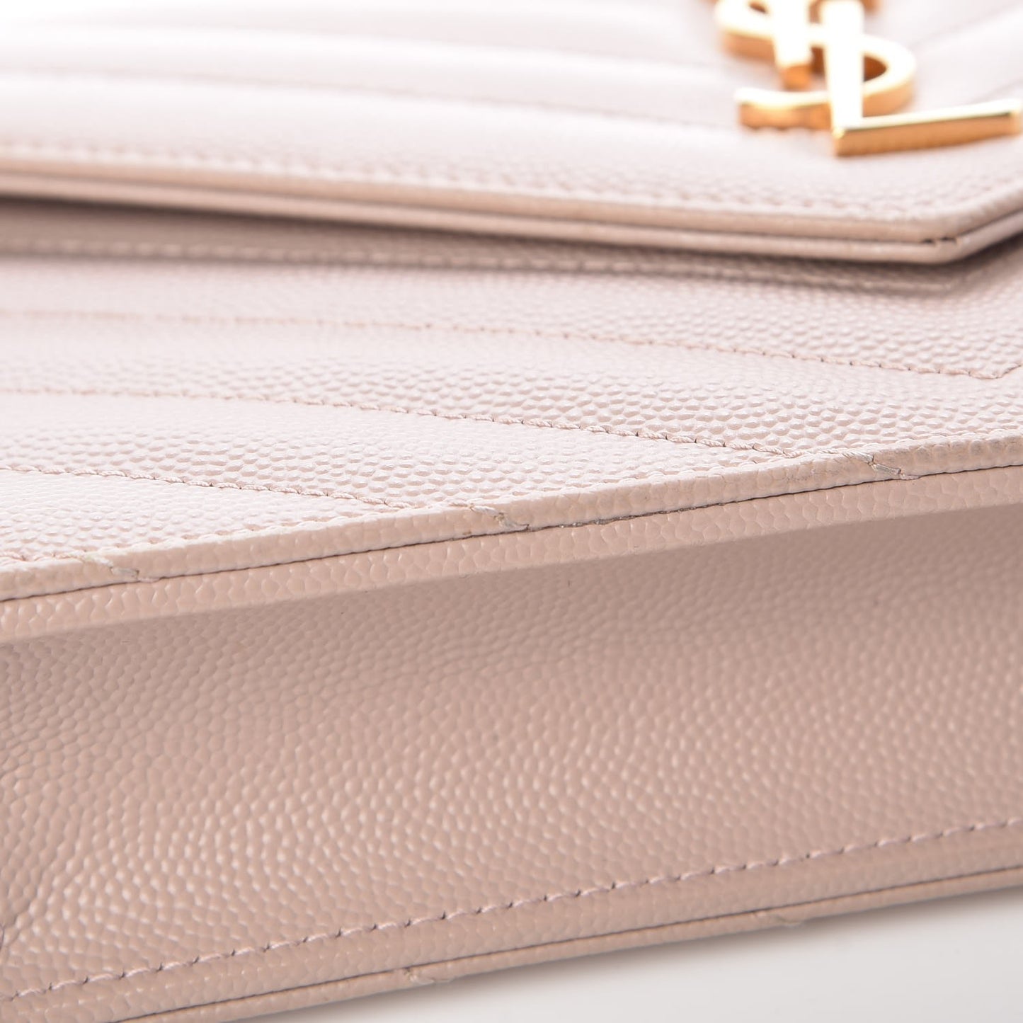 Grain De Poudre Matelasse Chevron Monogram Envelope Chain Wallet Pale Pink