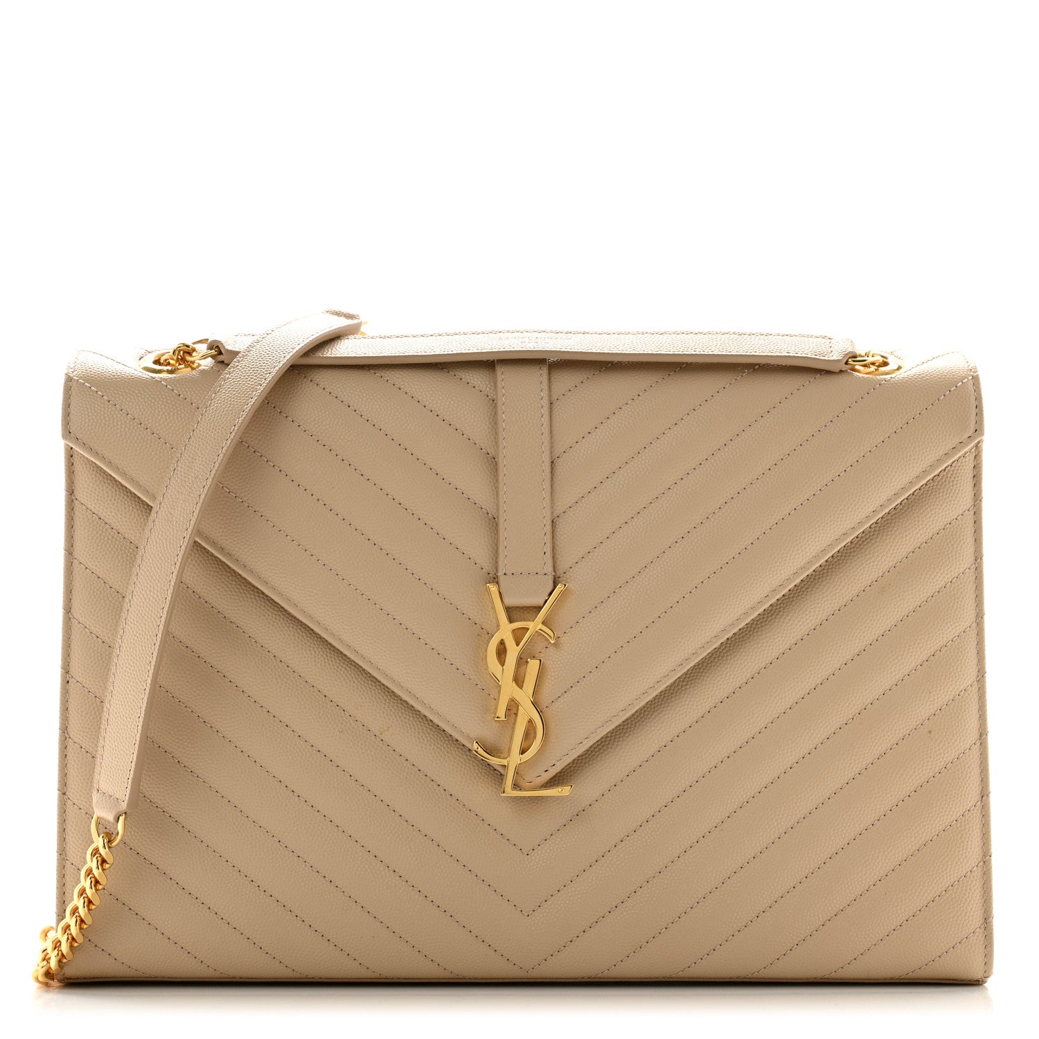 Saint Laurent Grain De Poudre Matelasse Chevron Large Monogram Satchel Nude Powder 1 of 12