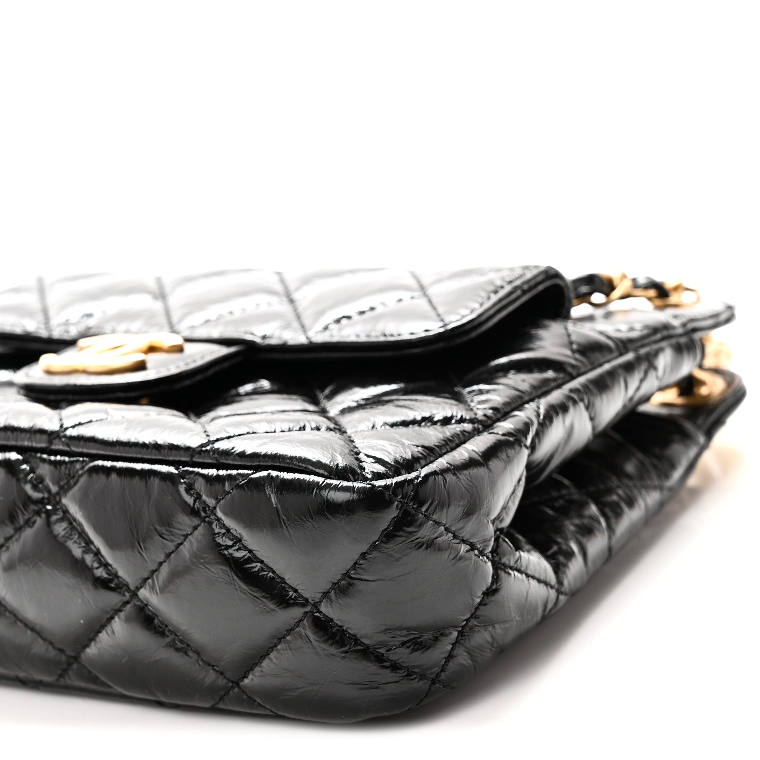 Chanel Shiny Crumpled Calfskin Quilted Small Wavy CC Hobo Black 10 of 10