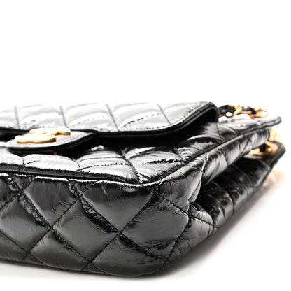 Chanel Shiny Crumpled Calfskin Quilted Small Wavy CC Hobo Black 10 of 10