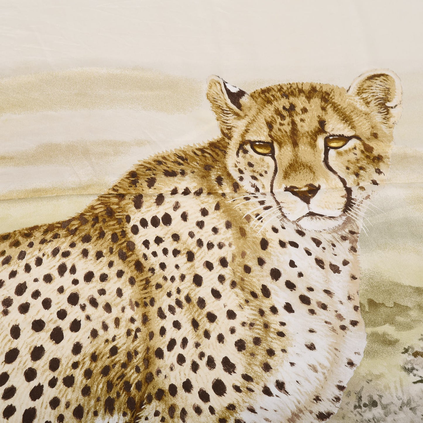 Silk Acinonyx Jubatus Wash 140 Scarf Kaki Marron Beige