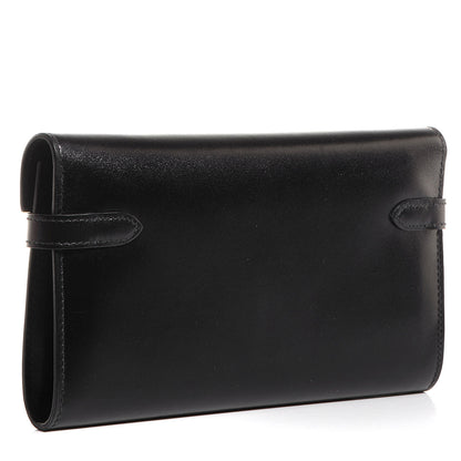Hermes Guilloche Box Kelly Longue Wallet Black 3 of 15