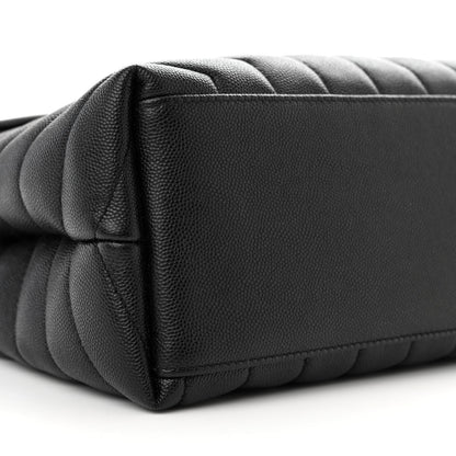 Saint Laurent Grain de Poudre Calfskin Y Quilted Monogram Medium Loulou Chain Satchel Black 9 of 11