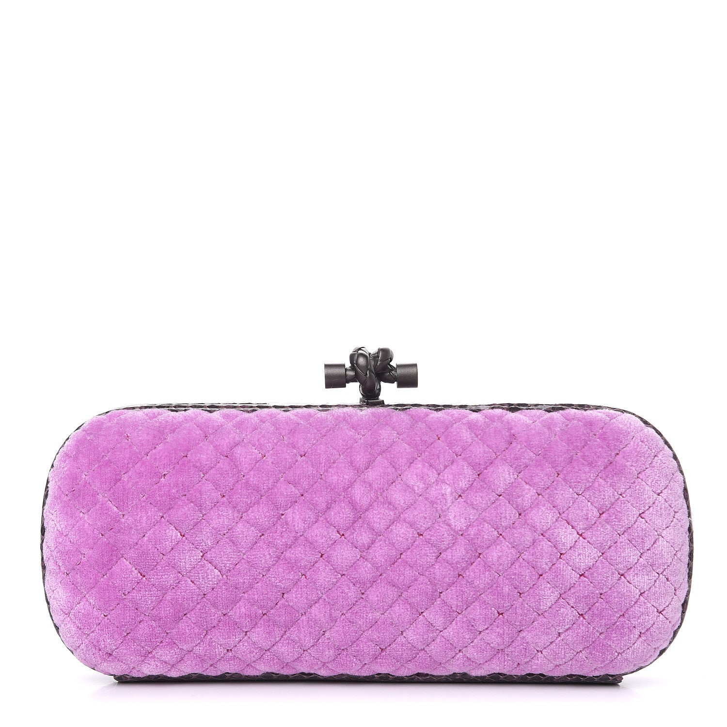 Bottega Veneta Velvet Intreccio Impero Ayers Knot Clutch Peony 1 of 8