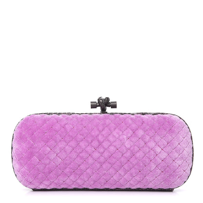 Bottega Veneta Velvet Intreccio Impero Ayers Knot Clutch Peony 1 of 8