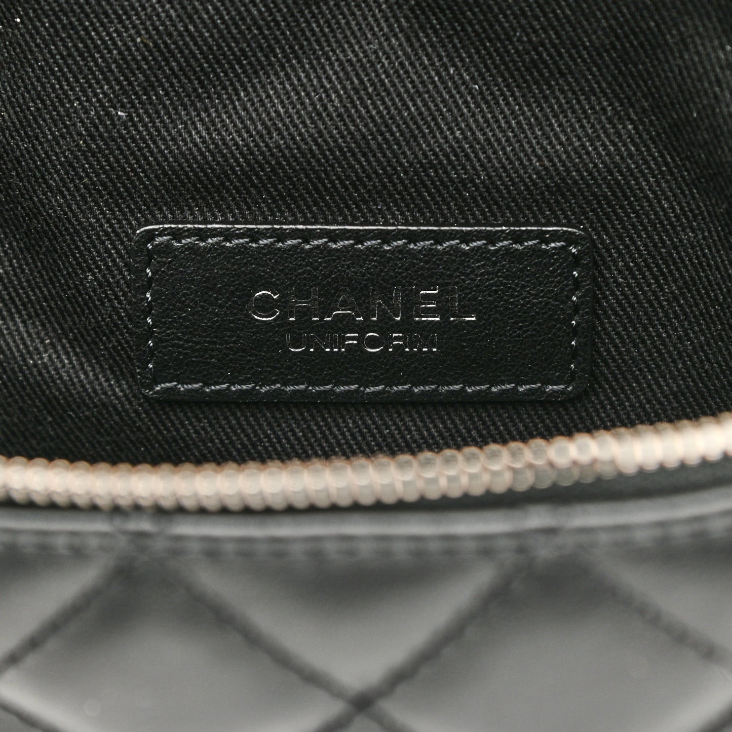 Grained Calfskin Quilted Waist Belt Bag Black