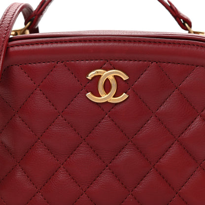 Chanel Calfskin Quilted CC Small Vanity Case Dark Red 9 of 12