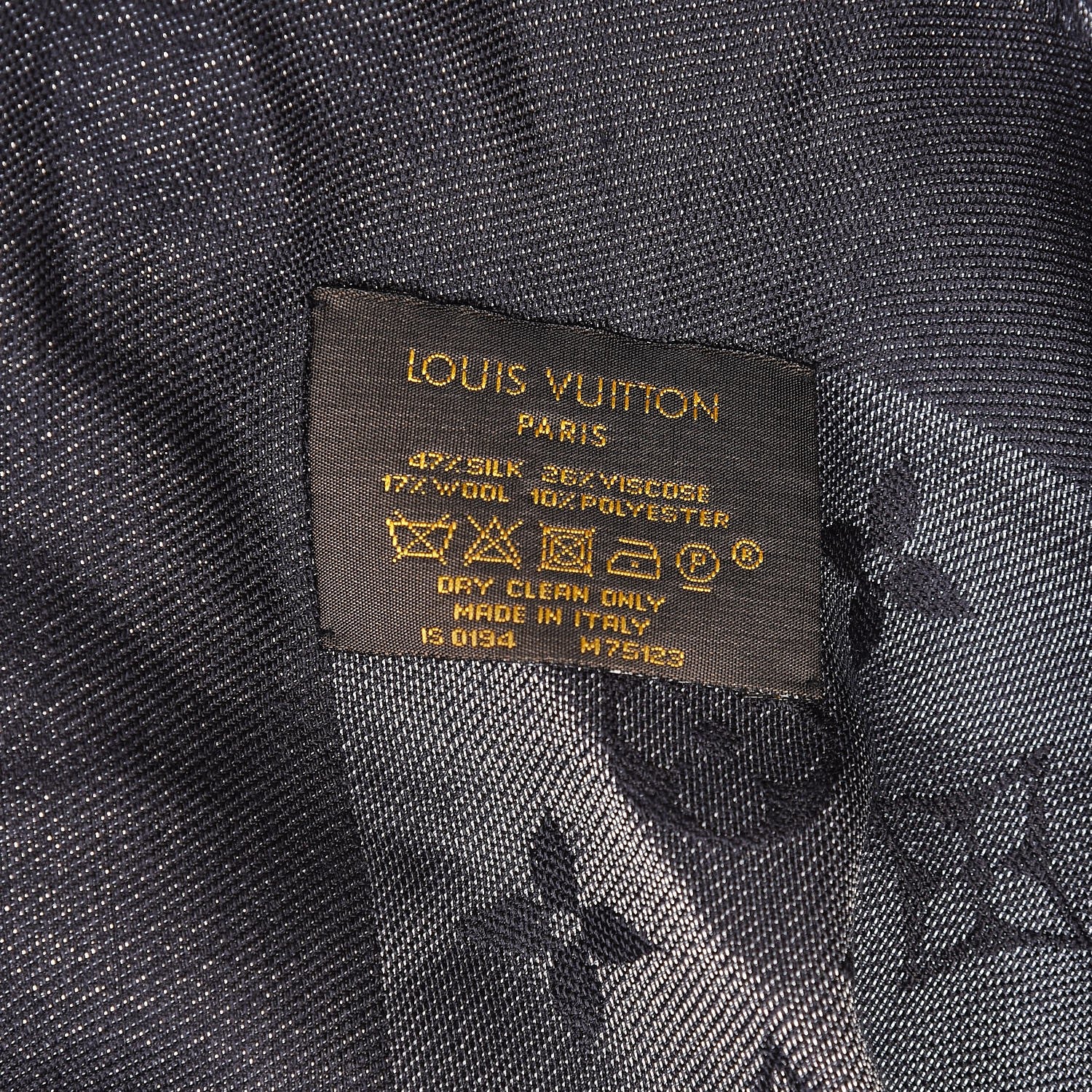 Louis Vuitton Silk Lurex Wool Monogram Shine Shawl Black 4 of 4