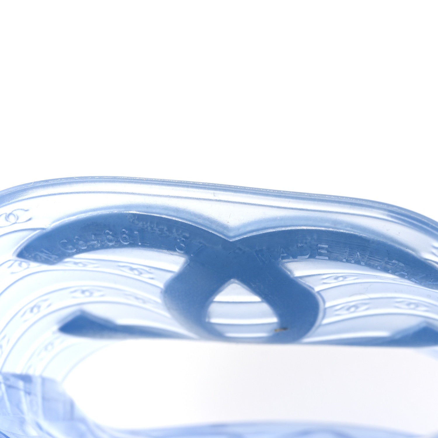 Chanel PVC Transparent CC Flat Slide Sandals 37 Blue 6 of 6